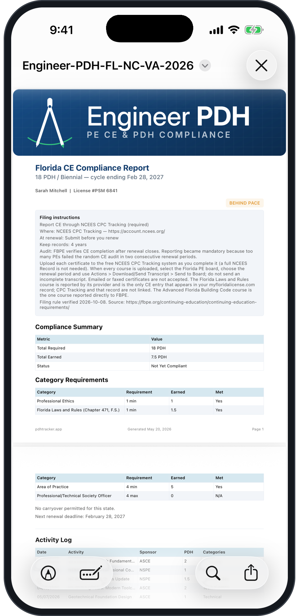 PDF preview of a multi-state compliance report